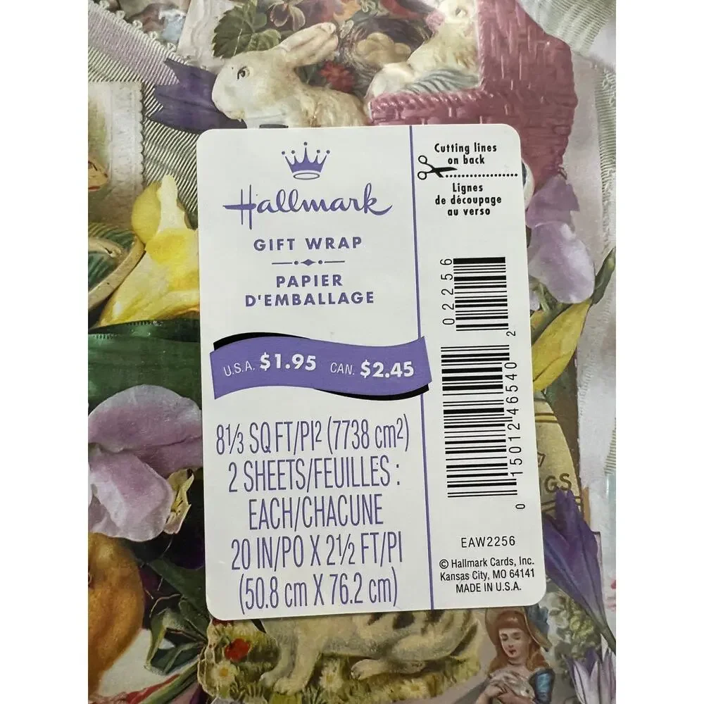 Hallmark wrapping paper easter victorian revival pastel 1980s